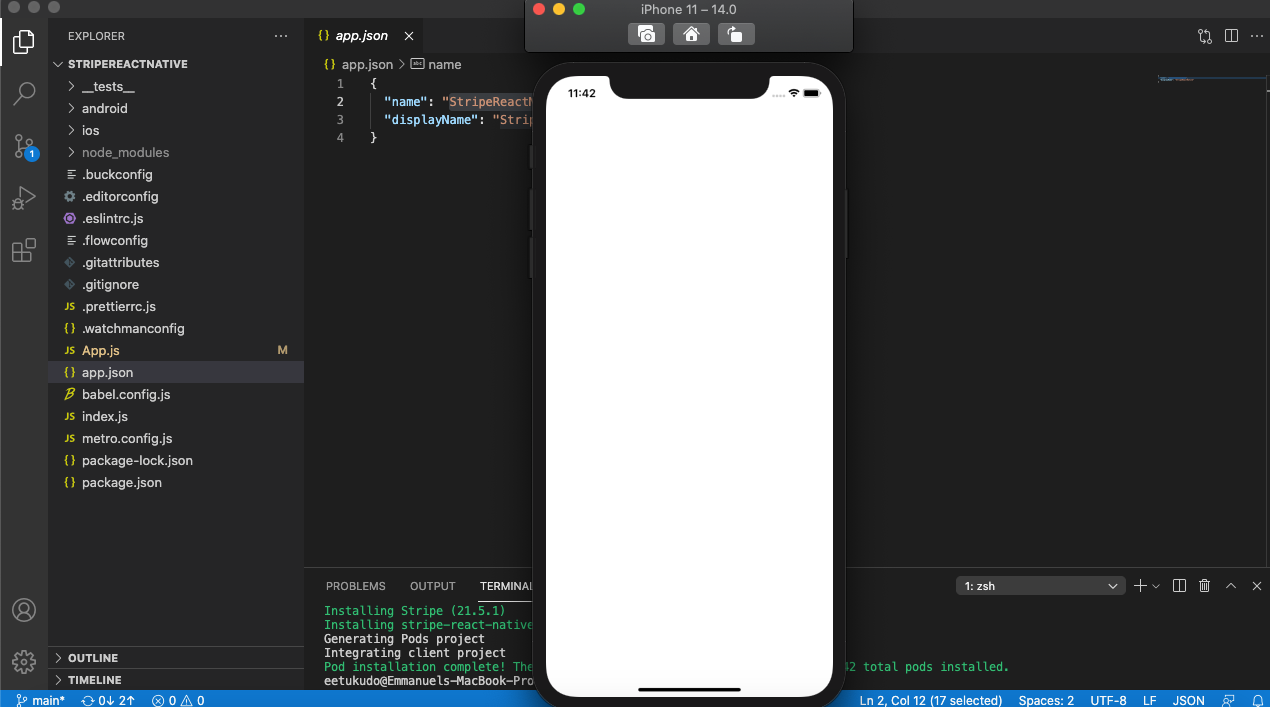 Captura de tela da tela do aplicativo em branco em xcode