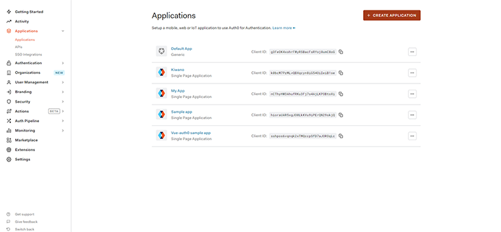 Crie seu aplicativo em Auth0