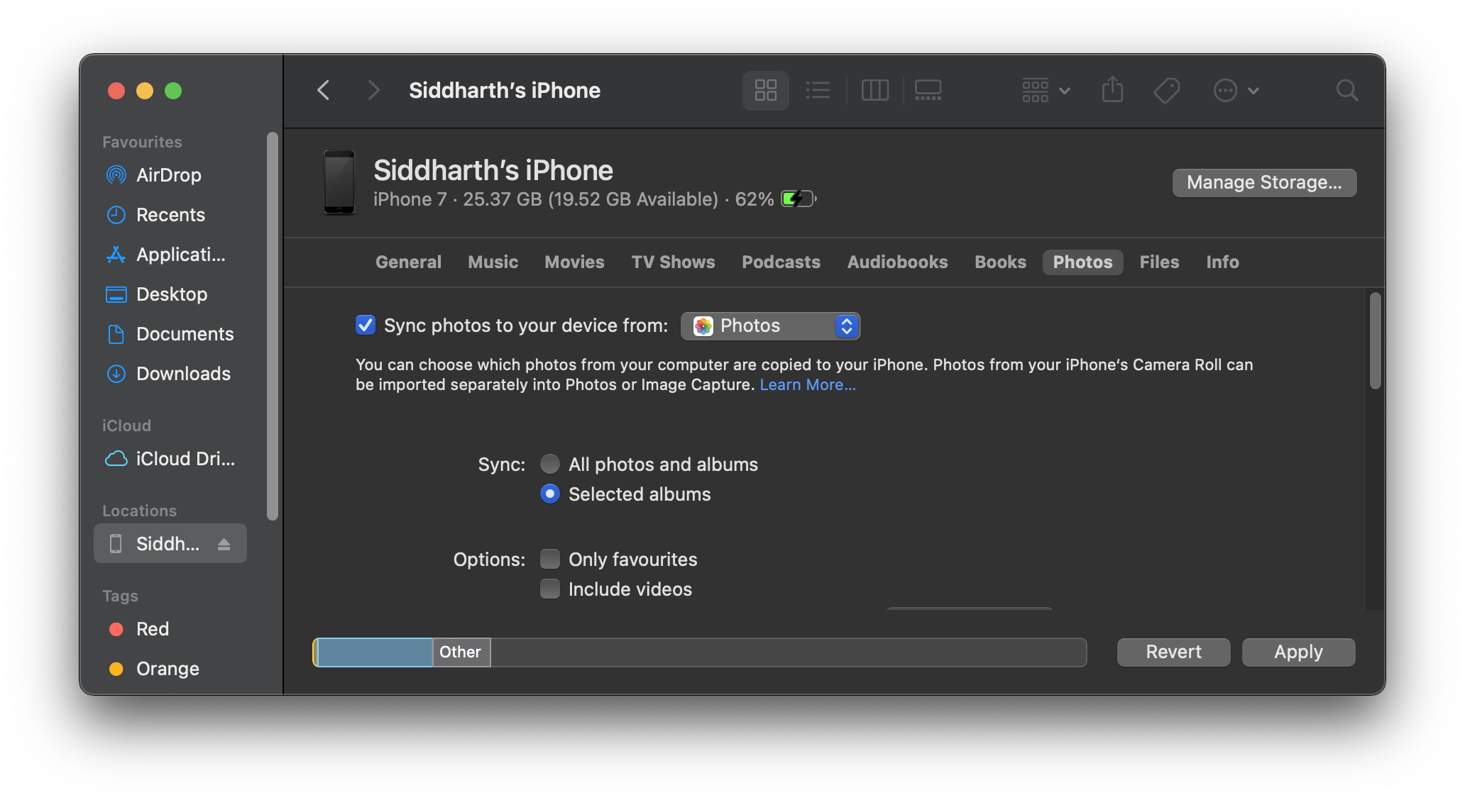 Excluir fotos iPhone Finder