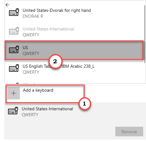 Adicionar um teclado Us Min