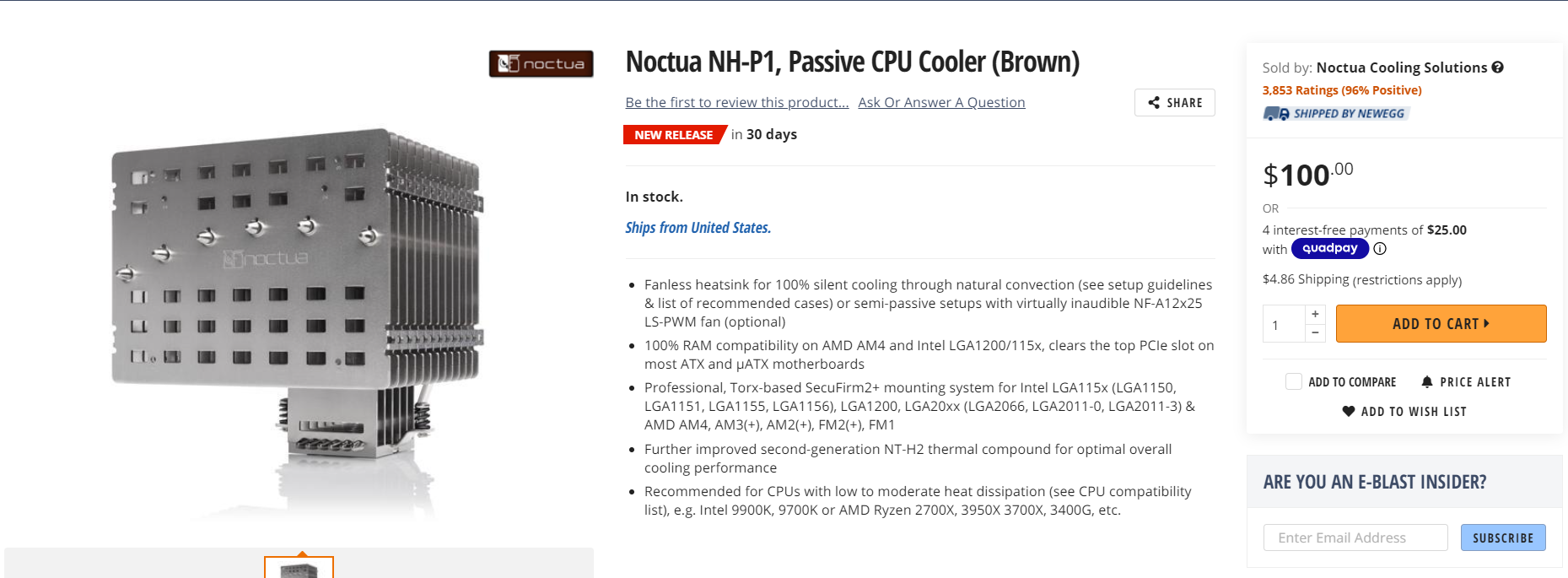 Nh P1 Da Noctua E Um Refrigerador De Cpu Sem Ventoinha Juggernaut Preco De Us 100 E Design De Dissipador De Calor Insano Passivo Br Atsit