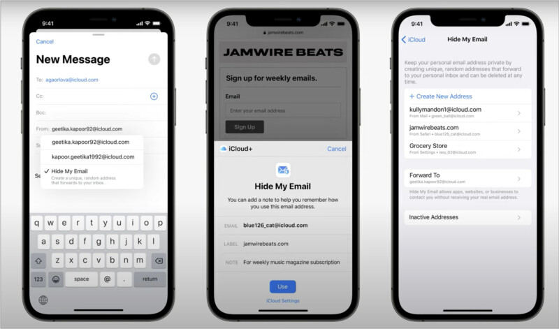 Ocultar meu e-mail com iCloud Plus