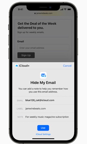 iCloud + Hide My Email-