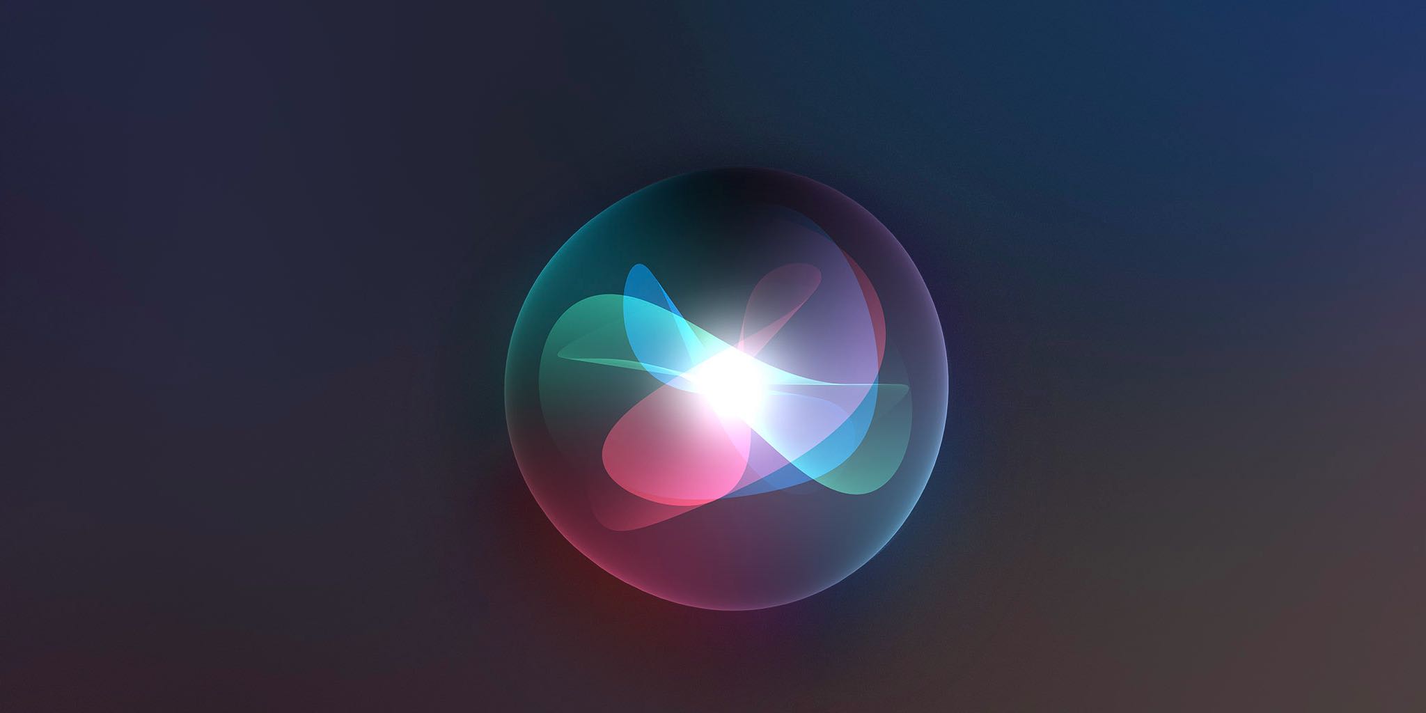 Uma imagem em destaque que mostra um orbe Siri contra um b escuro ackground