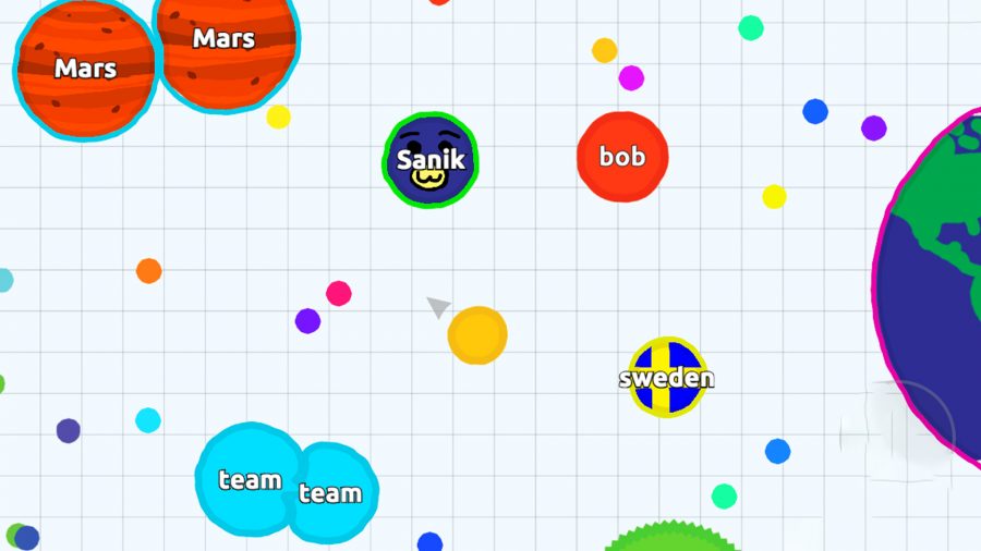 best-io-games-agario Um jogo típico de Agar.io, com vários jogadores reunidos na mesma área