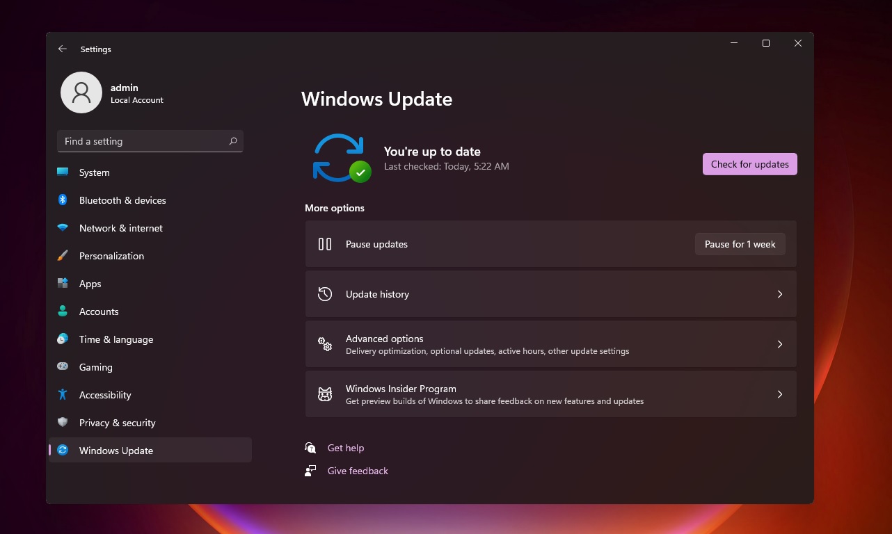 Novo design do Windows Update