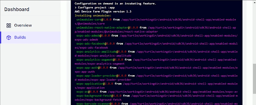 Expo Dashboard para status do terminal