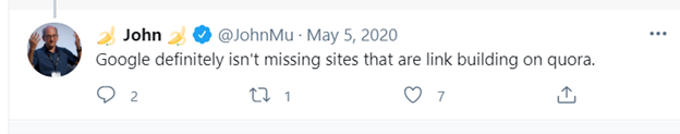 John Mu no backlink building no Quora