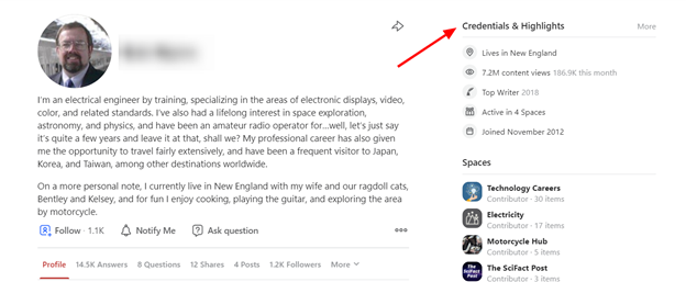 Construindo um perfil no Quora