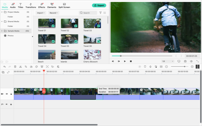 Cortar um clipe no aplicativo Wondershare Filmora X