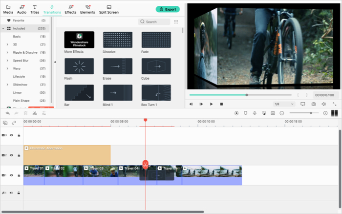 Adicionando efeitos ao seu vídeo no aplicativo Wondershare Filmora X