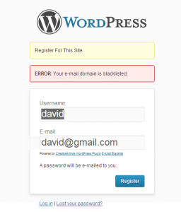 Cm WordPress Email Lista negra Exemplo de mensagem de erro de registro-Plug-in de segurança multifuncional-uma visão geral da segurança do WordPress: estatísticas e sugestões