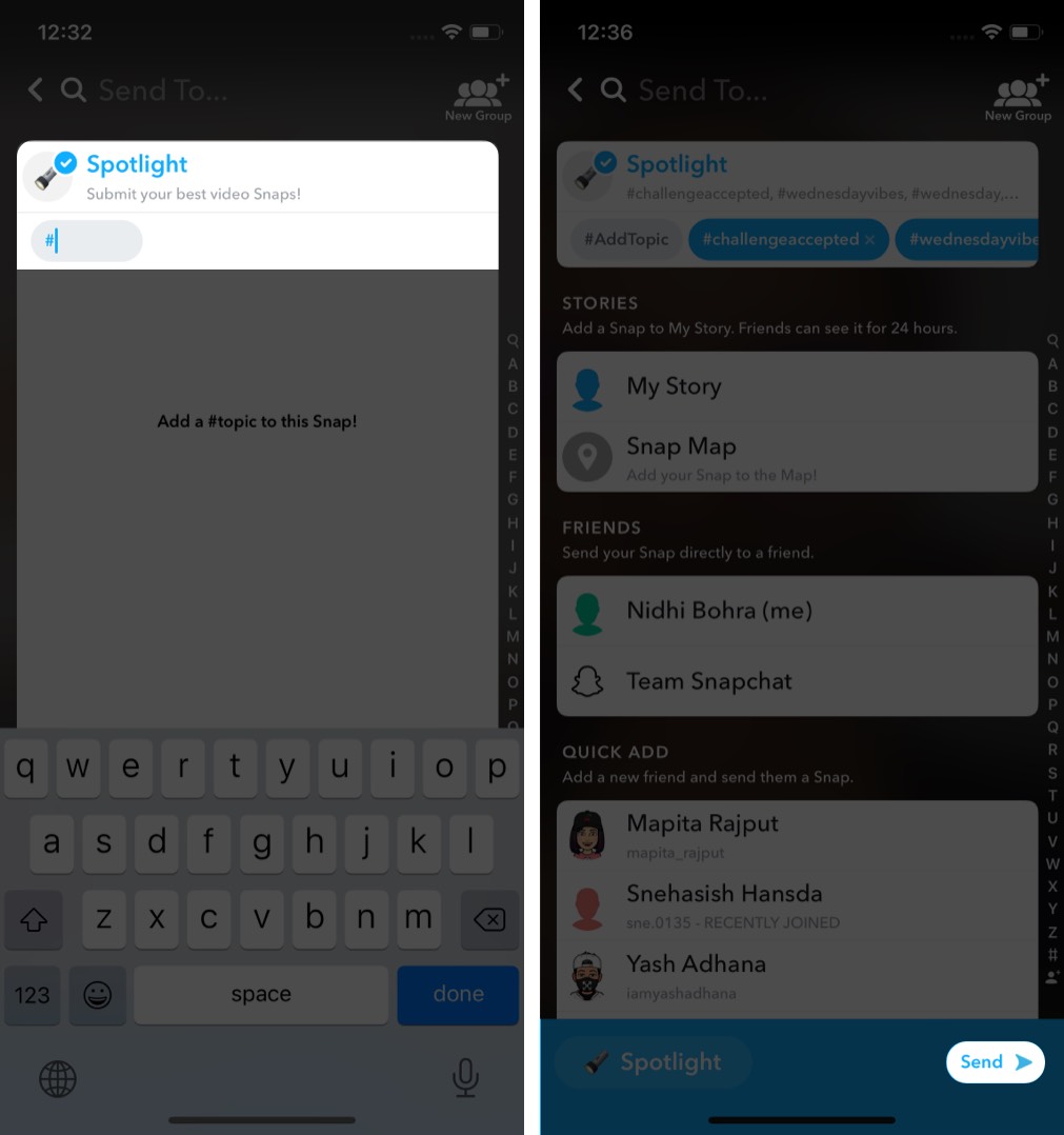 Envie o destaque para o snapchat para aprovação