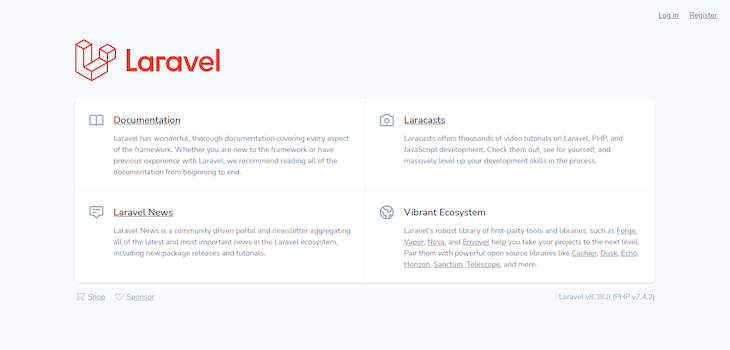 Página de registro do Laravel