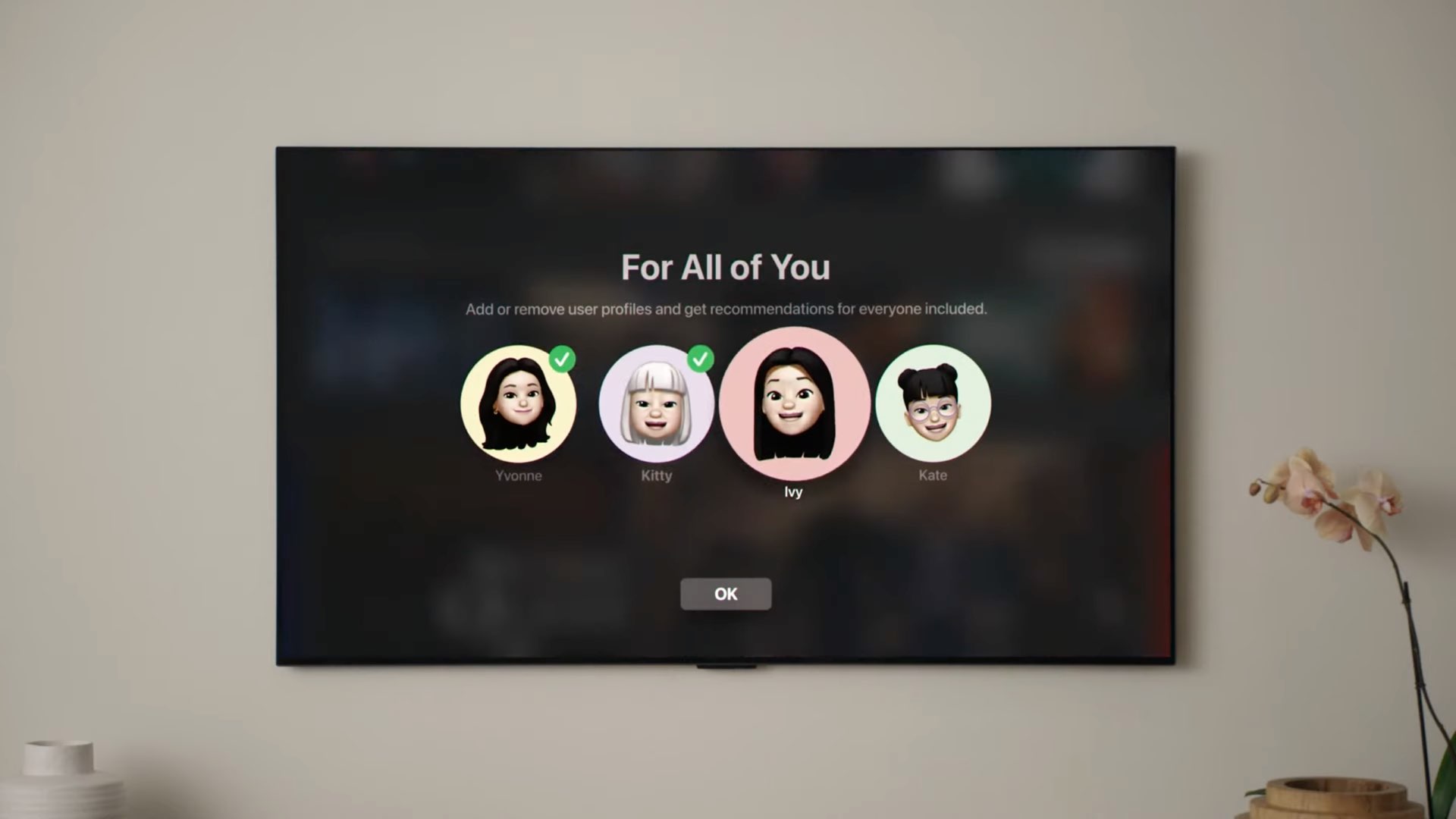 Uma imagem que mostra o processo de adição e remoção de membros individuais do Family Sharing para a seção