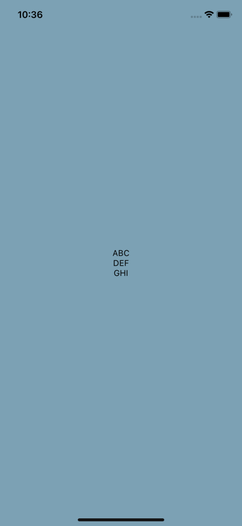 Flex Direction Row Property Stacking Letters A,B,C, On Top Of Letters D,E,F, On Top Of Letters G,H,I In Center Of Mobile Screen