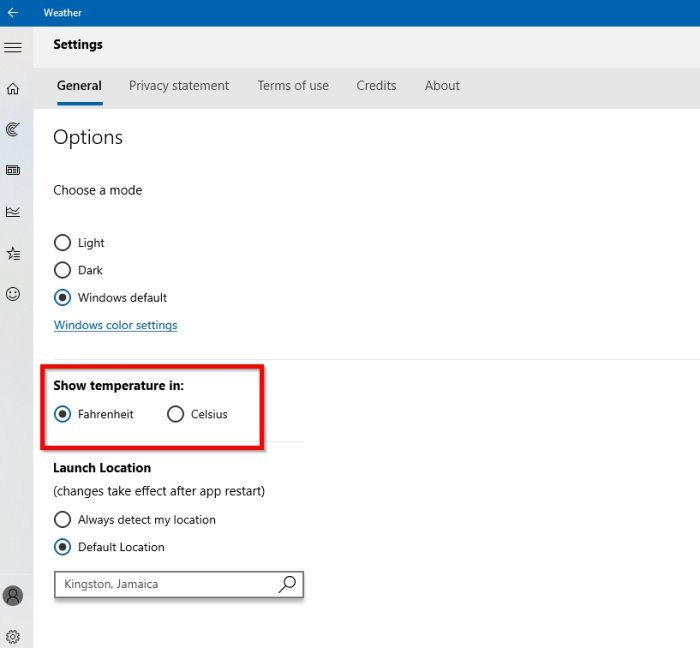 Como alterar a temperatura do aplicativo Weather de Celsius para