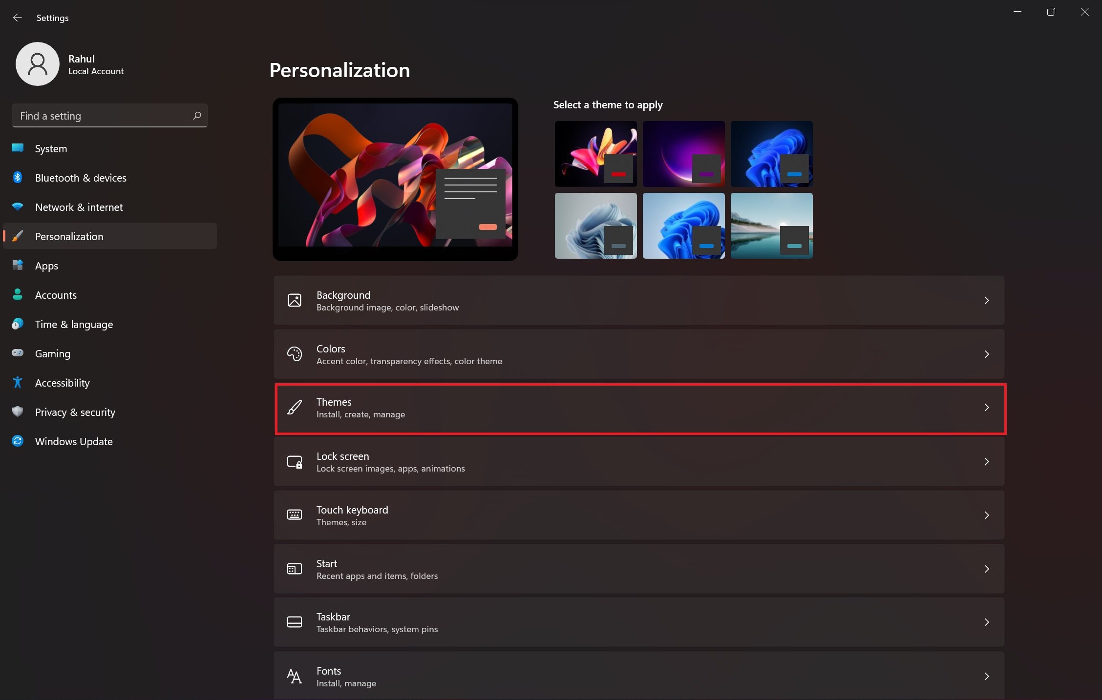 Windows 11 themes
