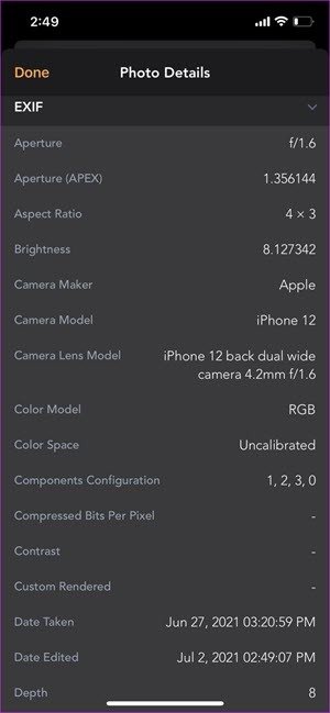 Como verificar os detalhes da foto no i Phone 3 2