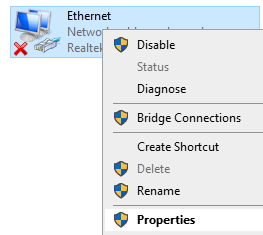 Propriedades Ethernet