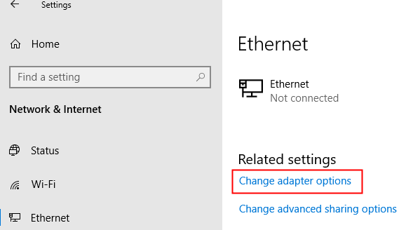 Configurações de Ethernet