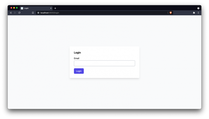 Captura de tela da página do Laravel com caixa de login simples
