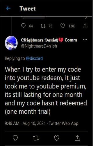 O Código Discord Youtube Premium Por 3 Meses Concede Apenas 1 Mês Grátis Quando O Problema 6699