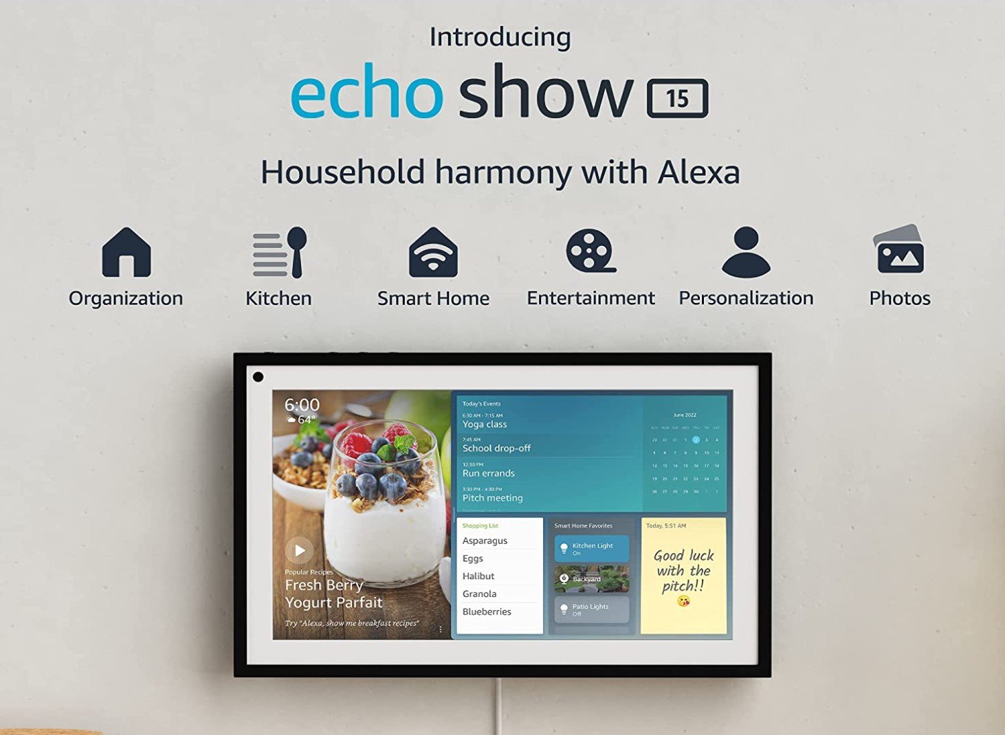 A Amazon anuncia o Echo Show 15, um display inteligente de 15 polegadas