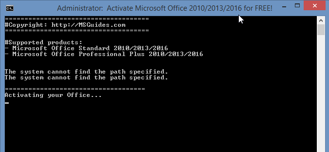 activating my ms office using key 2019