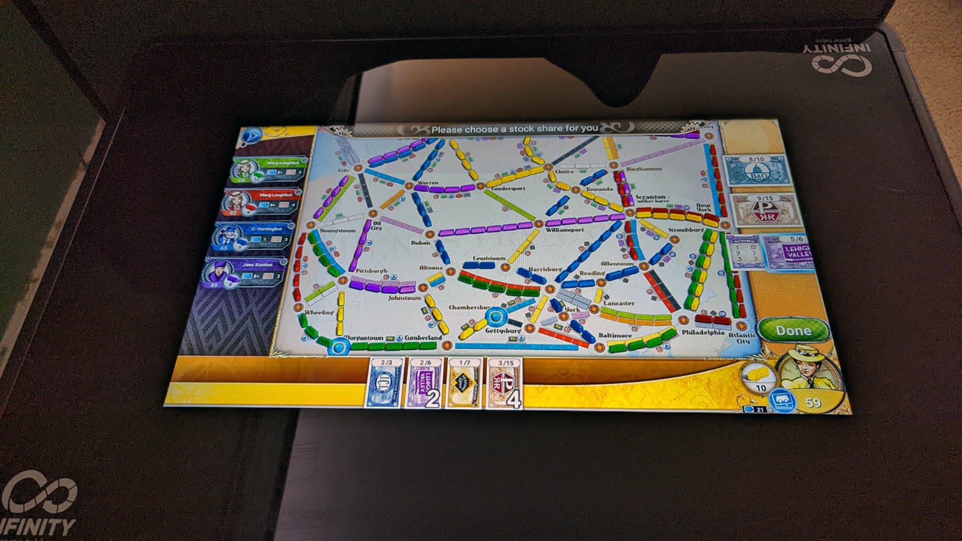 Prática com'Ticket to Ride'para a mesa de jogo Infinity de Arcade1Up