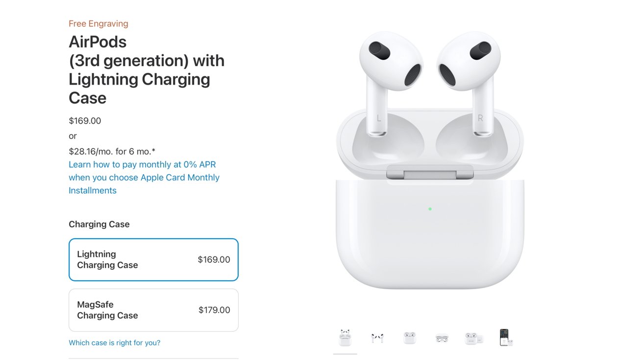 Apple vendendo airpods 3 sem carregamento sem fio por us 10 a menos